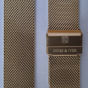 Watch strap milanese mesh metal gold colour made of stainless steel 20 mm.