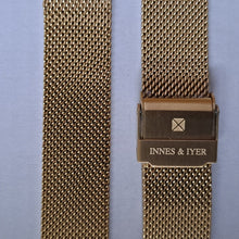 Watch strap milanese mesh metal gold colour made of stainless steel  16 mm.