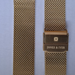 Watch strap milanese mesh metal gold colour made of stainless steel  16 mm.